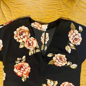 A New Day V-Neck Navy Floral Summer Dress-Sz M